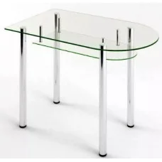 Glass dining table D-10-3 with tempered glass and chrome legs